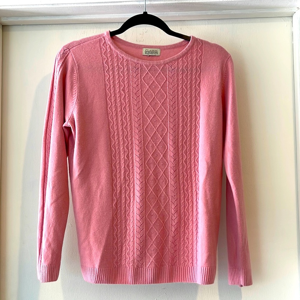 Pink Sweater Soft Cozy With Mini Beads Embellishments Women’s Medium